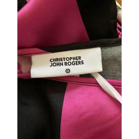 Christopher John Rogers for Target Pink/Black Striped Short Sleeve Maxi Dress - Picture 5 of 6